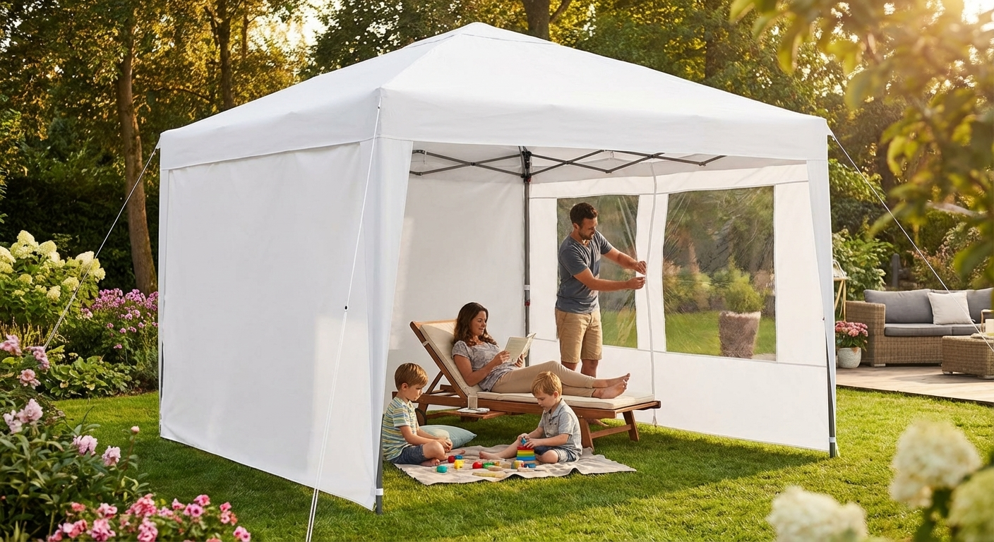 White gazebo sidewall kit 3x3m for outdoor events - view 3