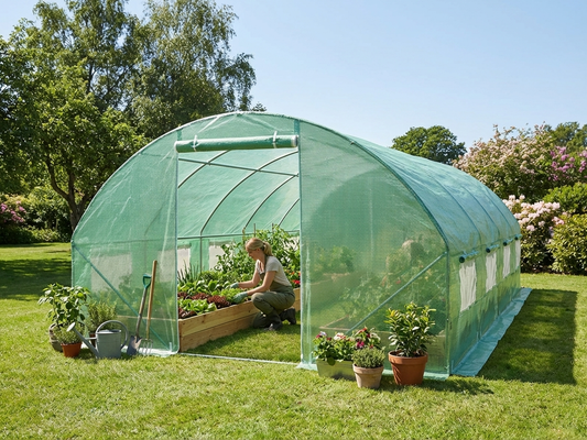 Green polytunnel greenhouse for outdoor gardening