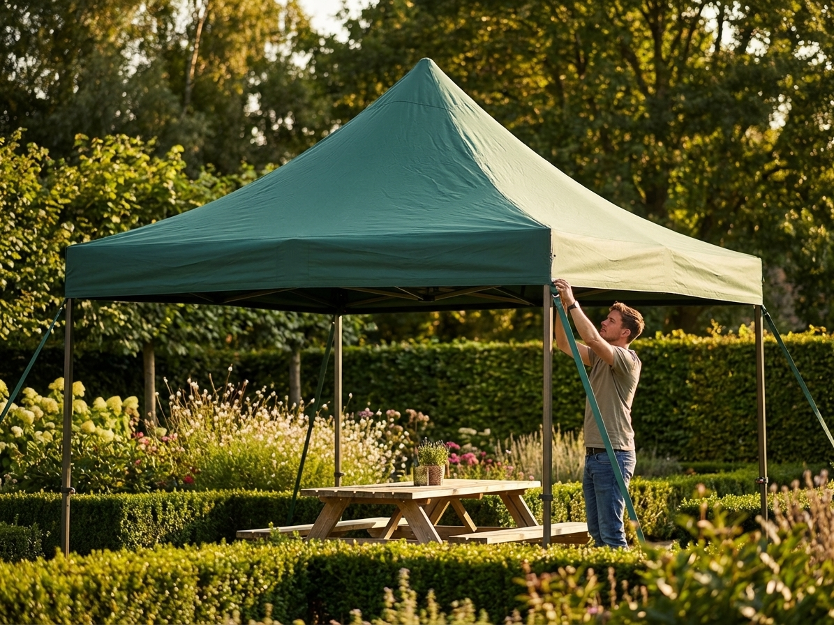 Green gazebo roof cover 4x4 m for outdoor use - product detail
