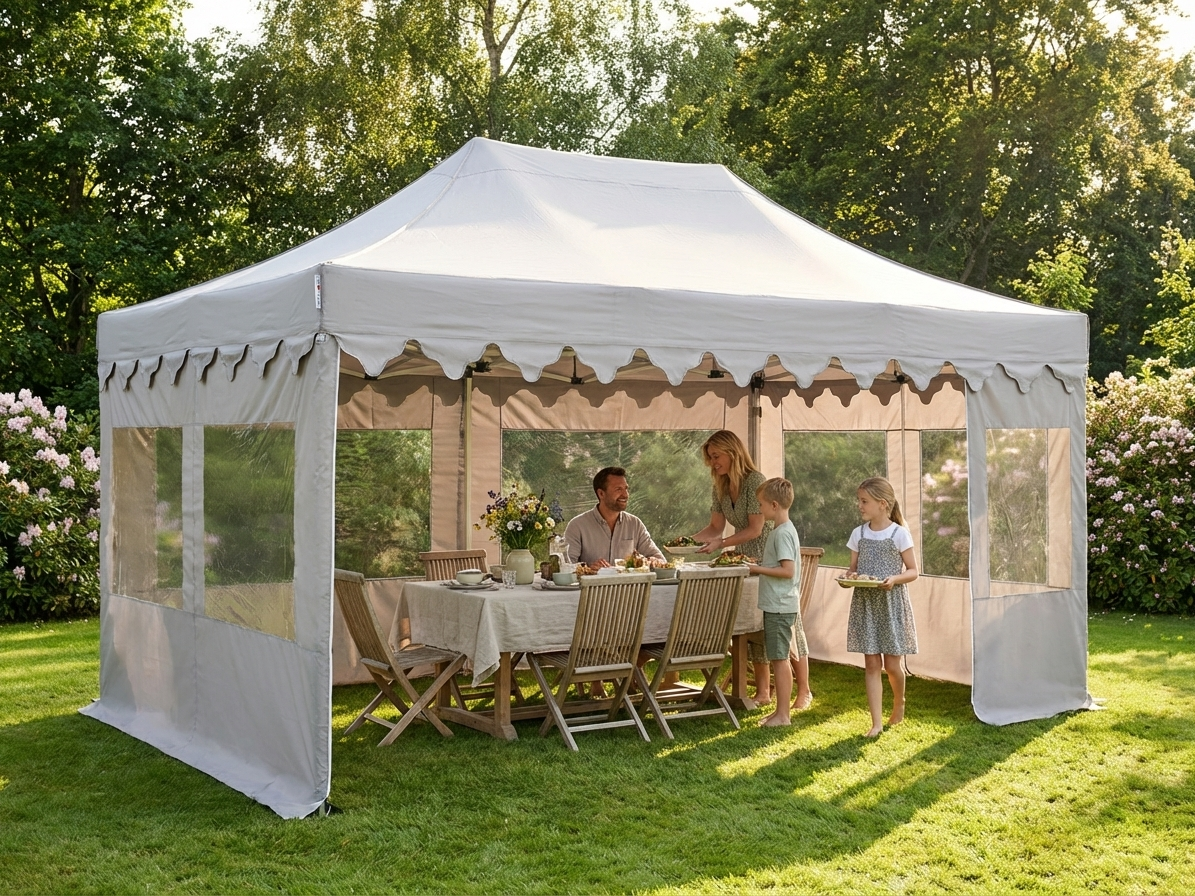 Pop up gazebo 4x6 m Latte with steel frame for outdoor events