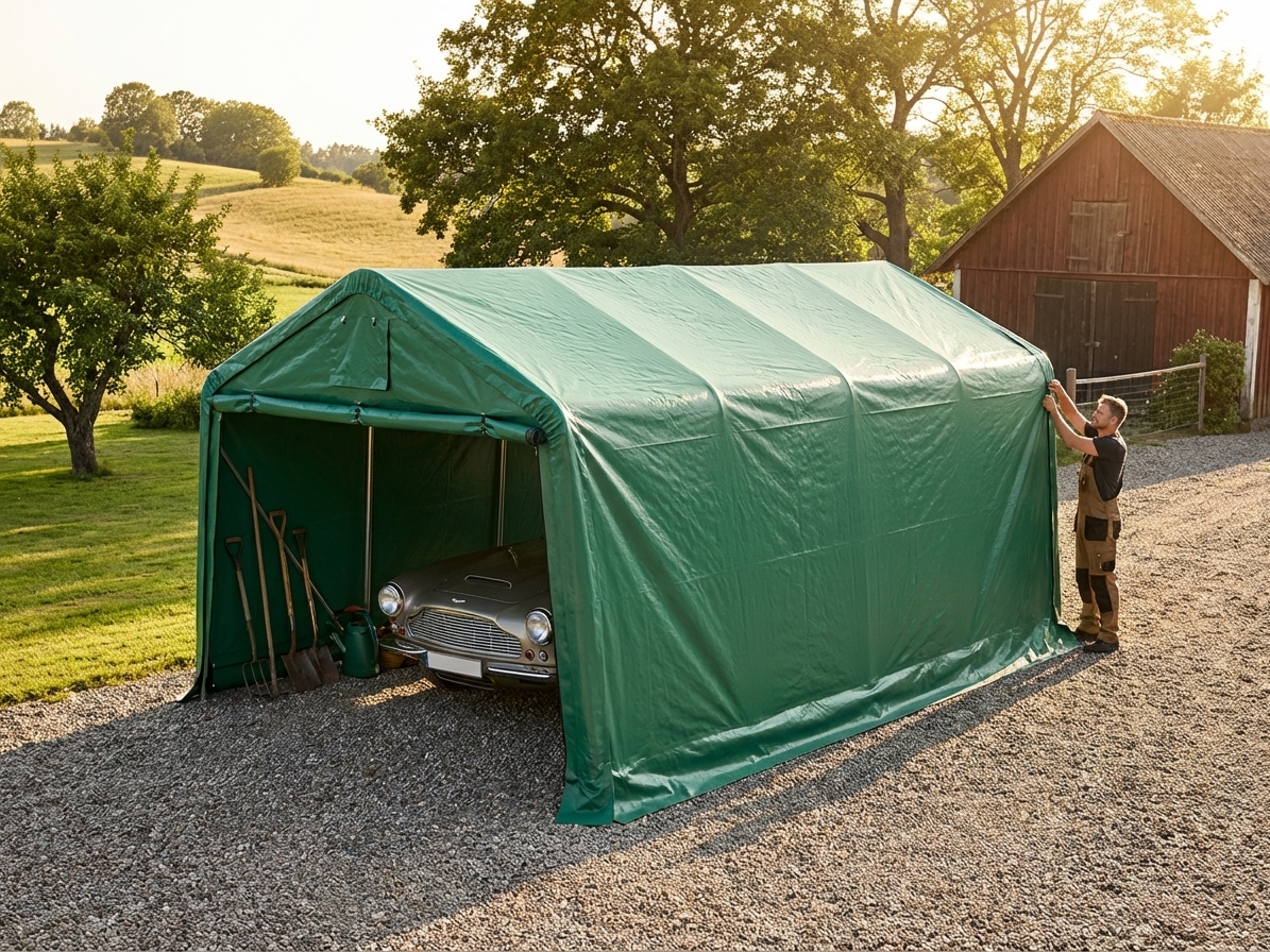 Green PVC Portable Garage Roof Cover for Outdoor Use - product detail
