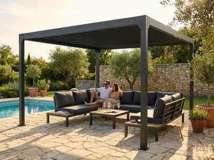 Bioclimatic Pergola Gazebo 4x4 m Black in Garden - product detail