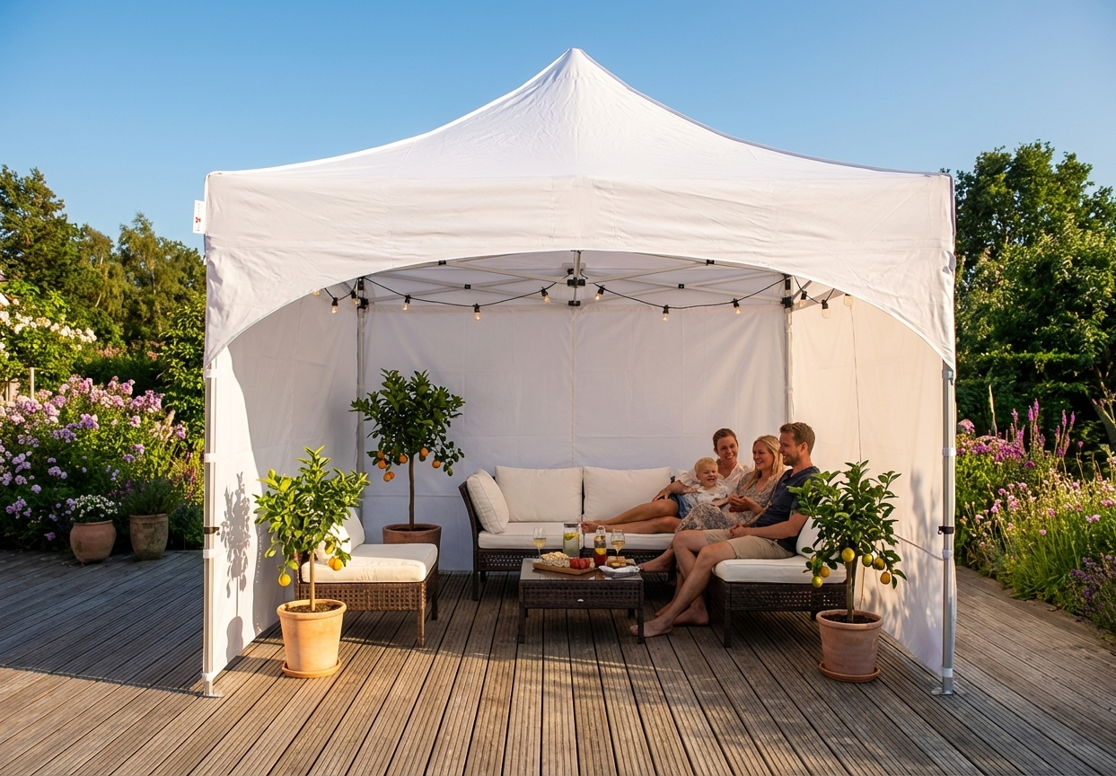 White pop-up gazebo with aluminium frame for outdoor events - product detail