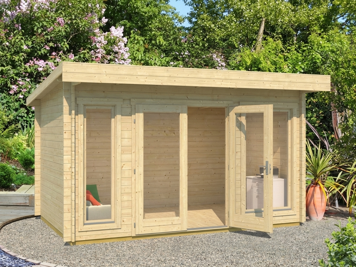 Wooden Cabin Lugano made from Nordic Spruce, ideal for garden use