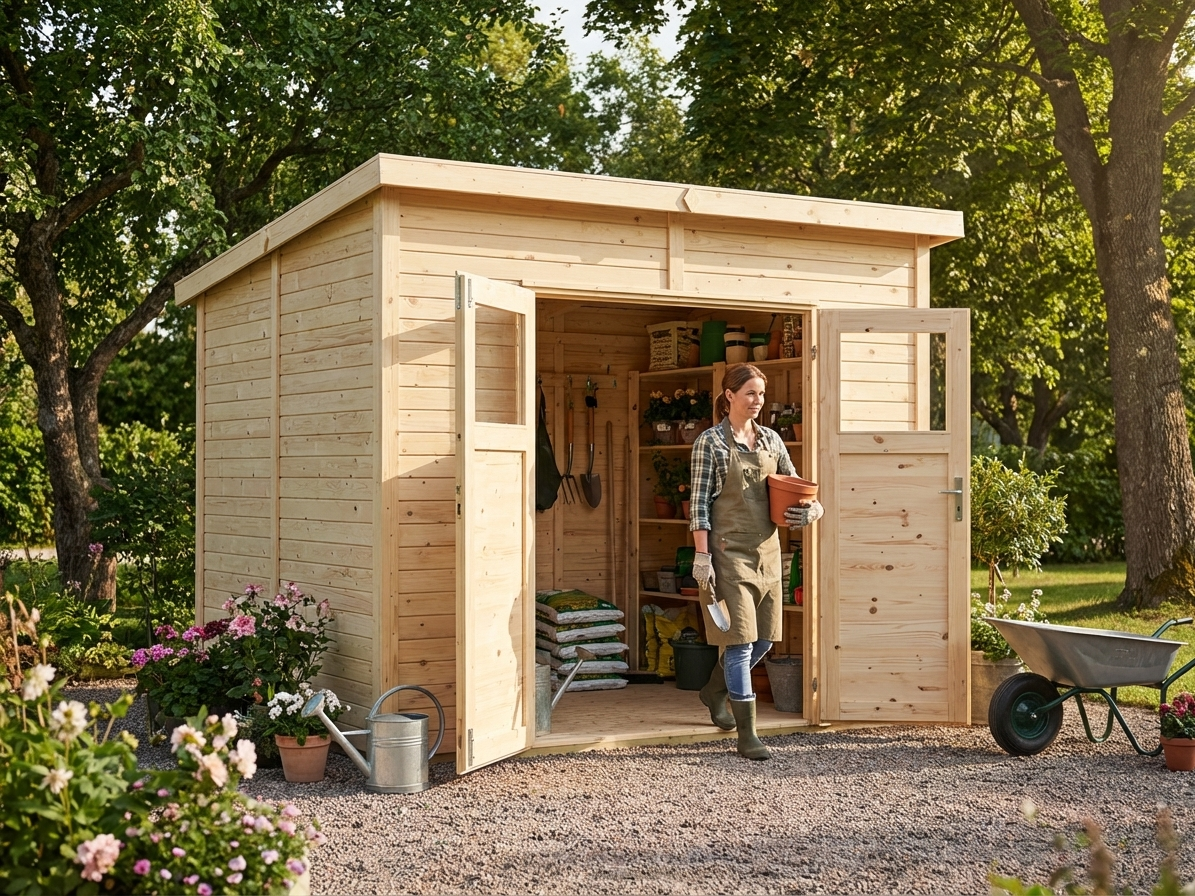 Wooden shed made from Nordic Spruce, ideal for garden storage