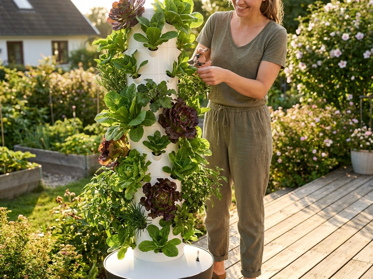 Hydroponic grow tower in white for indoor gardening - view 3