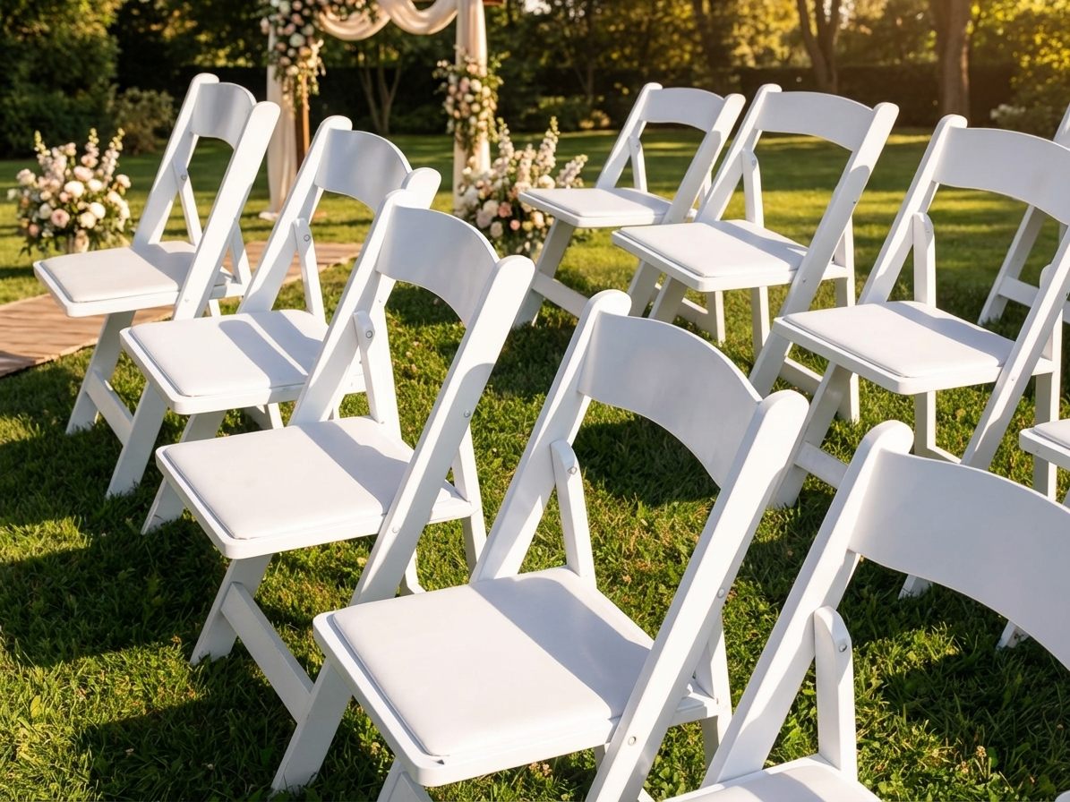 White padded folding chairs, ideal for indoor and outdoor events - view 3