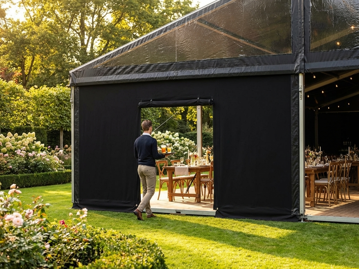 Black PVC endwall, 5m width, industrial use