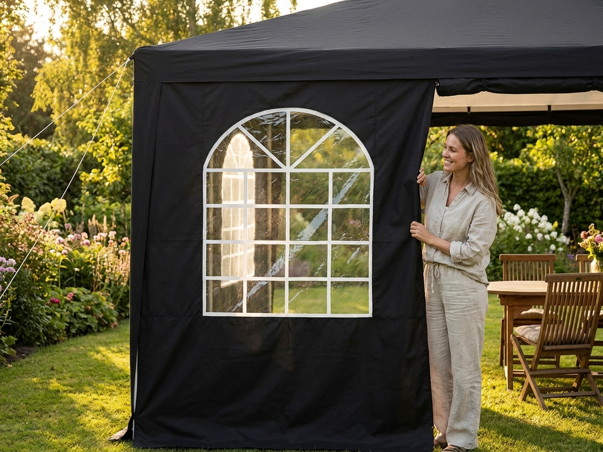 Black sidewall with window for outdoor events