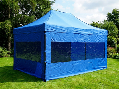 Pop up gazebo with steel frame in blue, ideal for outdoor events