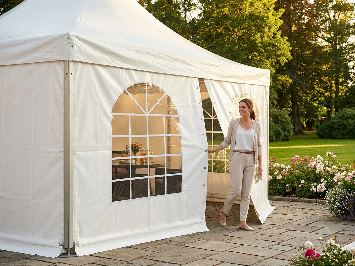 White PVC Pagoda sidewall for outdoor events