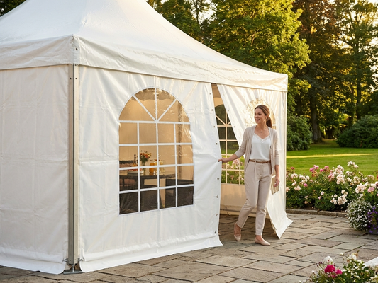White PVC Pagoda sidewall for outdoor events