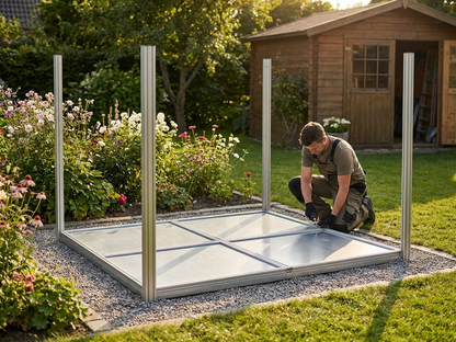 Steel garden shed floor frame in silver - view 3