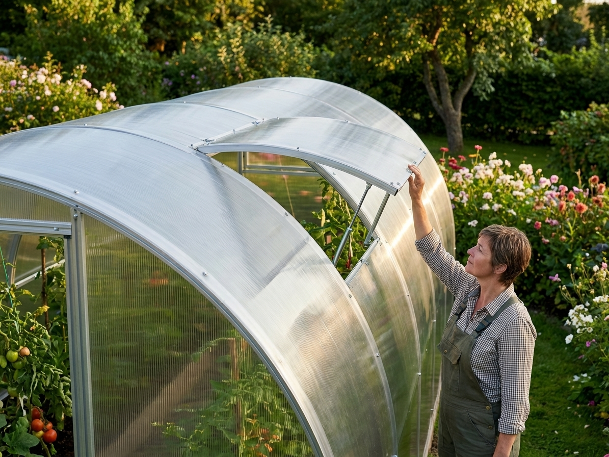 Silver ventilation window for greenhouse made of galvanised steel - view 3