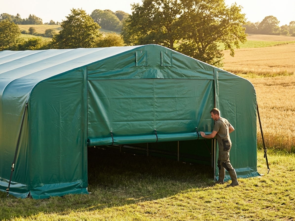 Green PVC end wall for storage shelter - view 3