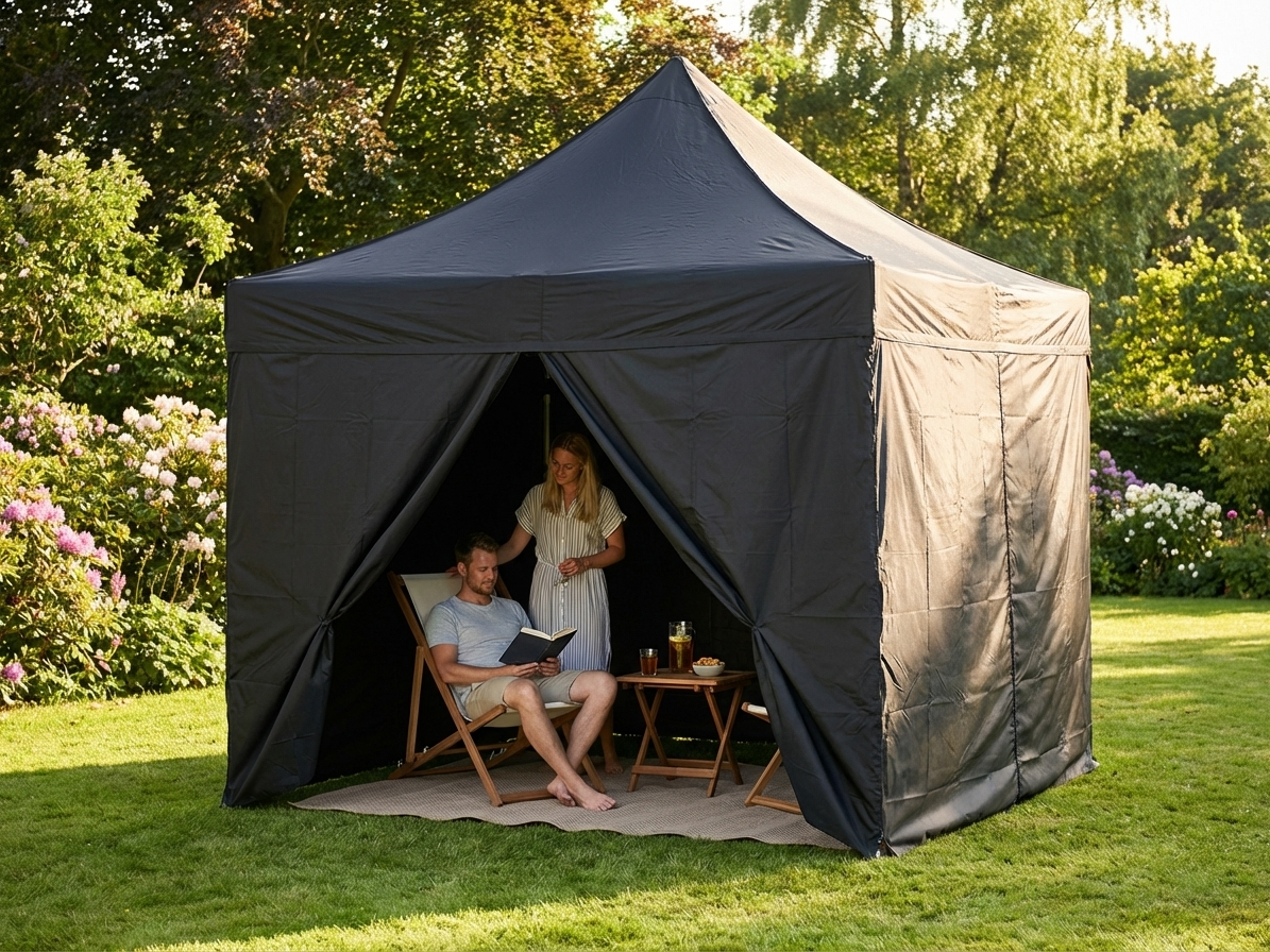Black pop up gazebo 3x3m with flame retardant material for outdoor events - product detail