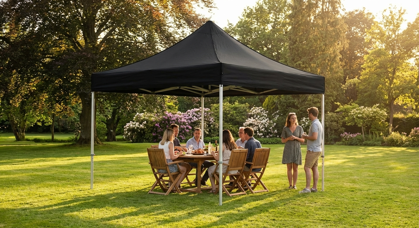 Black pop up gazebo 4x4 m with aluminium frame for outdoor use - view 3