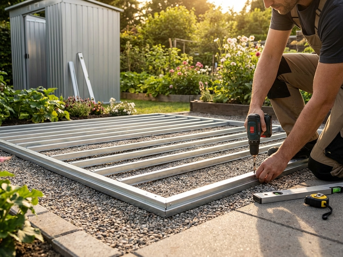 Garden Shed Floor Frame, silver, hot-dip galvanised steel, outdoor use - view 3