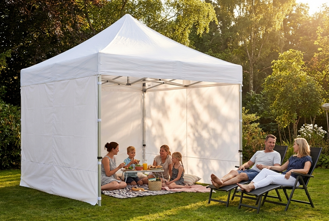 Pop up gazebo 3x3m white with aluminium frame for outdoor use