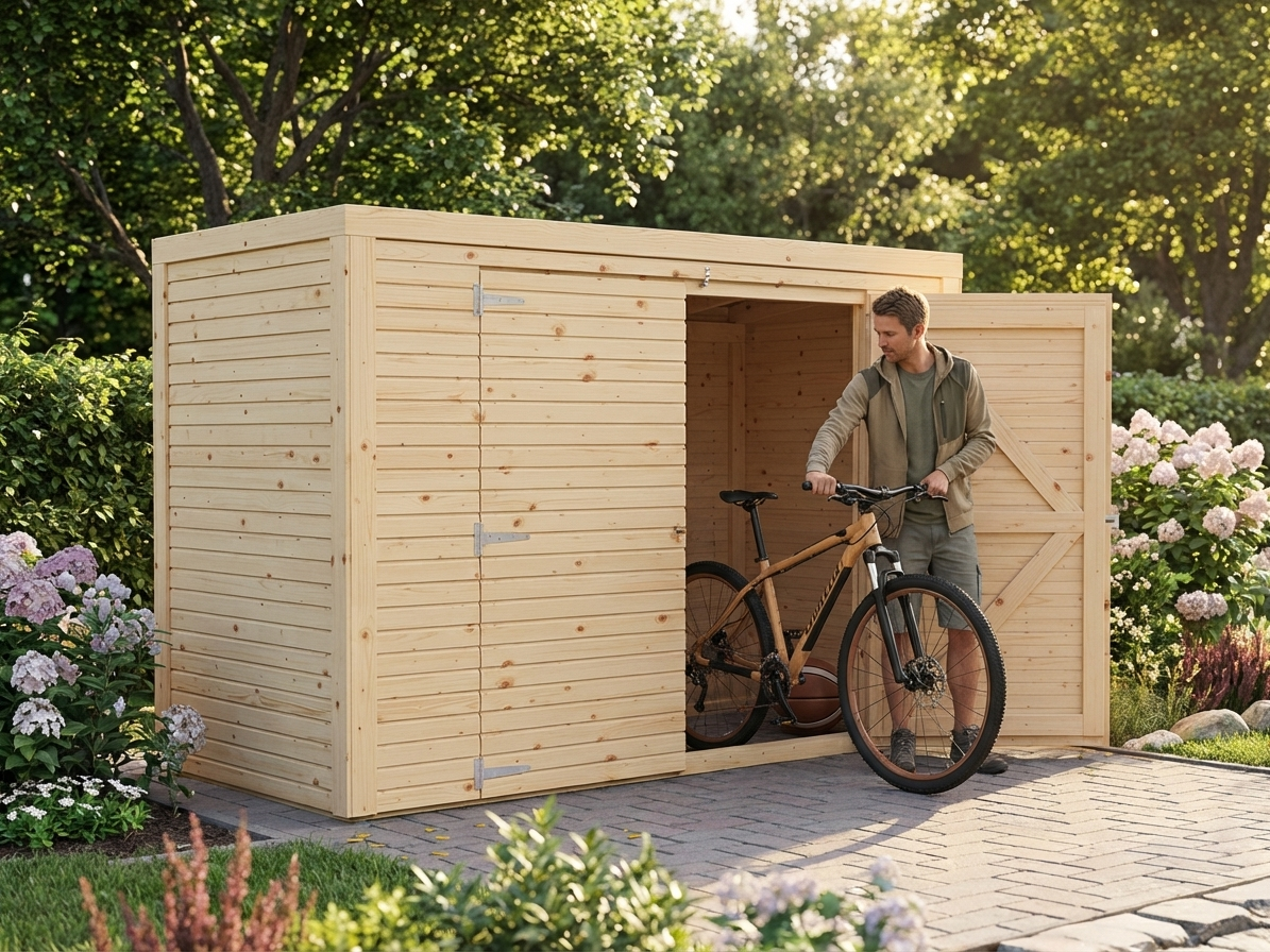 Wooden Bike Shed in Natural Finish - product detail