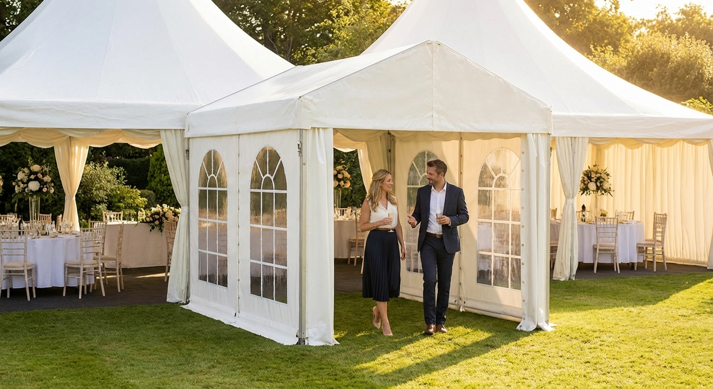 White PVC Marquee Extension with Aluminium Frame for Event Use