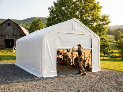 PVC storage shelter end wall in white, suitable for industrial use - view 3