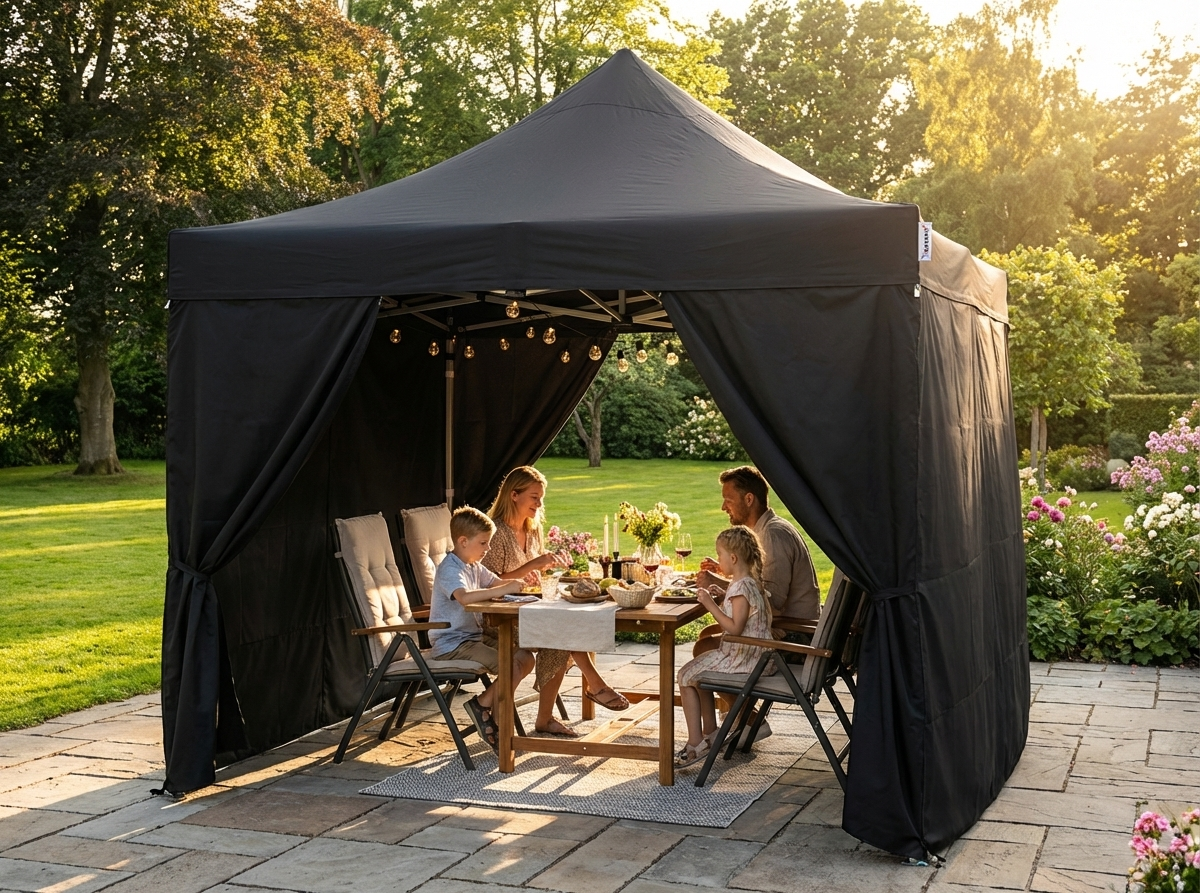 Pop Up Gazebo 3.5x3.5m Black with Aluminium Frame - view 3