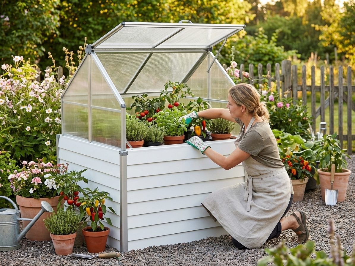 Mini Greenhouse 1.2x1.2 m White with Polycarbonate Panels - view 3