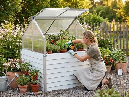 Mini Greenhouse 1.2x1.2 m White with Polycarbonate Panels - view 3