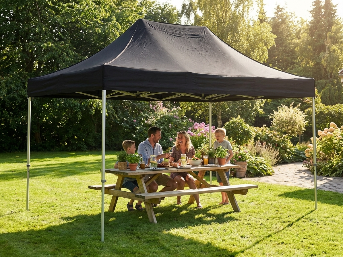 Black pop up gazebo 3x4.5m with aluminium frame for outdoor events - product detail