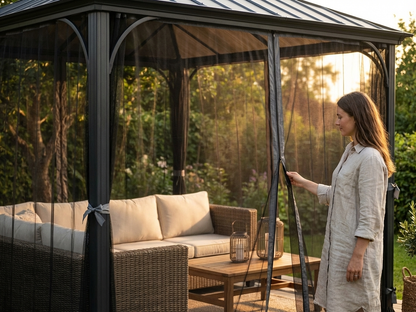 Black mosquito nets for gazebo made from polyester - product detail