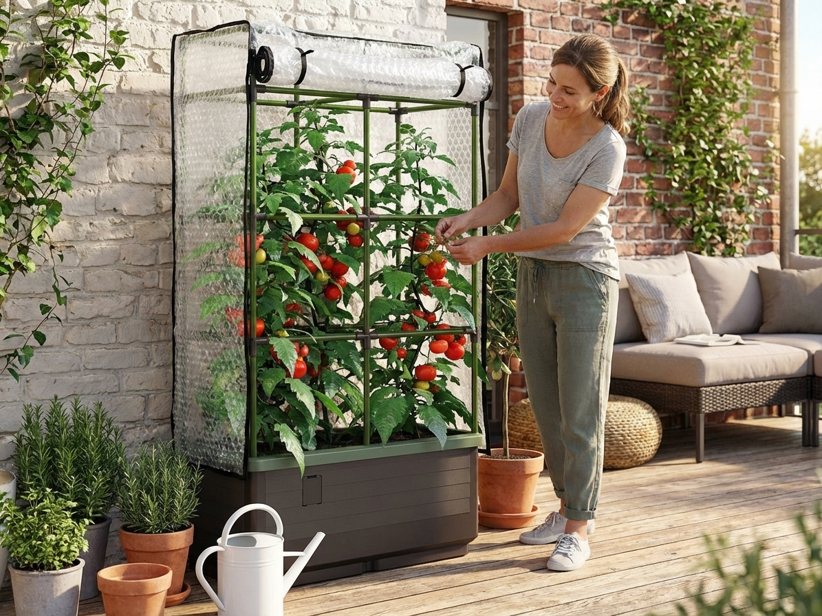 Self-watering planter box in anthracite, suitable for indoor and outdoor use - product detail