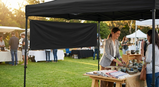 White gazebo banner in 3x1 metre size made from Decotex polyester