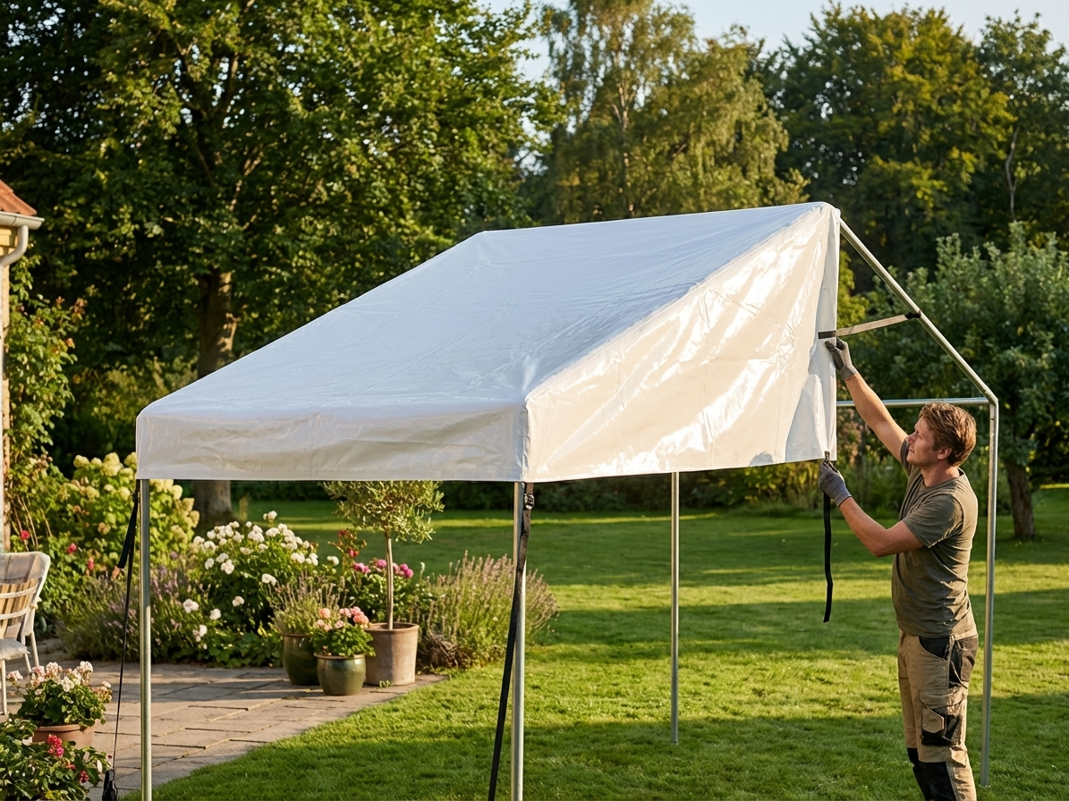 2m x 6m PVC roof cover end section in white for CombiTents - product detail