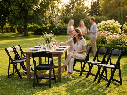 Padded folding chairs in black, ideal for indoor and outdoor use - view 3