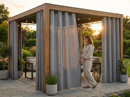 Grey Gazebo Curtain 4x4m made of Polyester for Outdoor Use - product detail