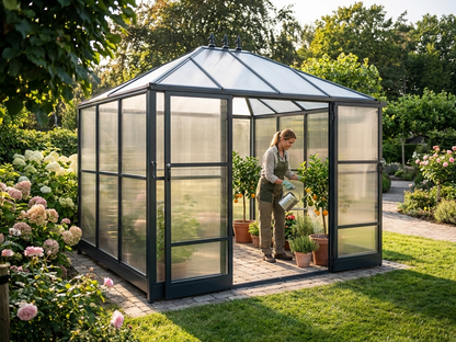 Black polycarbonate orangery with aluminium frame for domestic use - view 3