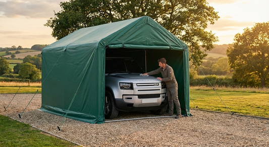 Portable green garage made from PVC for outdoor storage - product detail