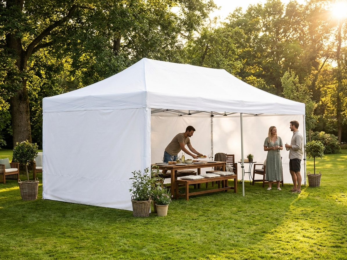 Pop Up Gazebo 4x8m White with Aluminium Frame - view 3