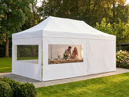 Gazebo Sidewall Kit in White, 3.5x7m, for Outdoor Events