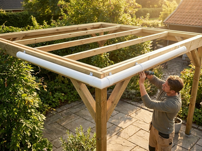 Galvanised steel roof pipe in silver, 1.73 metres long - product detail