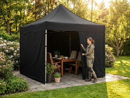 Black 3x3 m gazebo sidewall for outdoor events - view 3