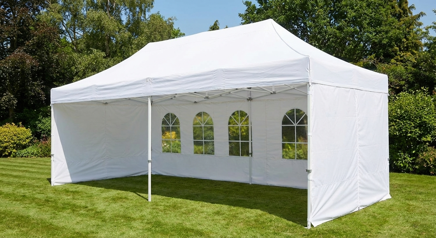 White pop-up gazebo 4x8m with aluminium frame for outdoor events - product detail