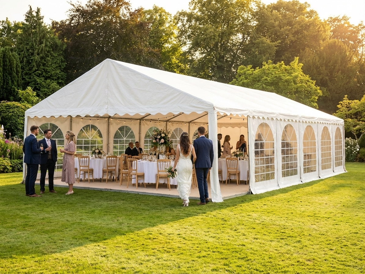 White event marquee 7x14m with PVC and steel for outdoor use - view 3