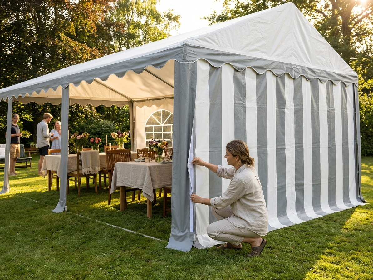 Polyethylene Marquee Roof Cover 5x6m in White/Grey for Event Shelter - product detail