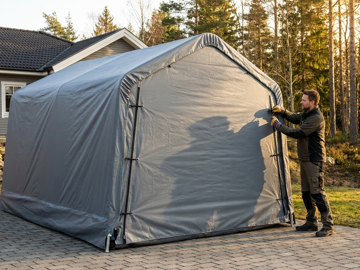 Portable Garage Endwall/Door in Grey - product detail