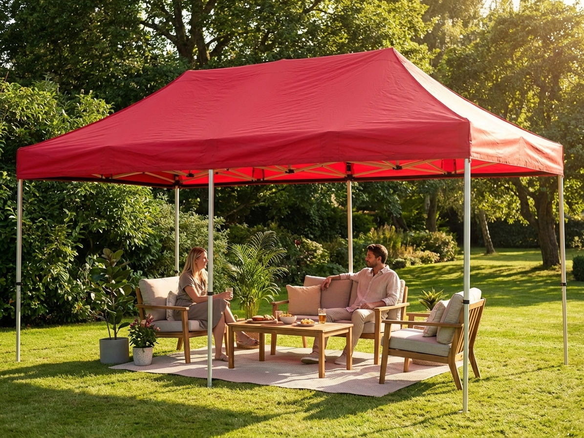 Red pop-up gazebo with aluminium frame for outdoor events - view 3