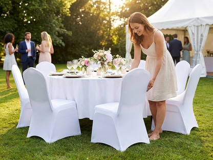 White stretch chair cover for events - view 3