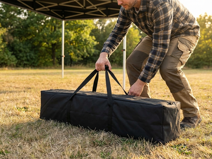 Black carry bag for event tents, lightweight design
