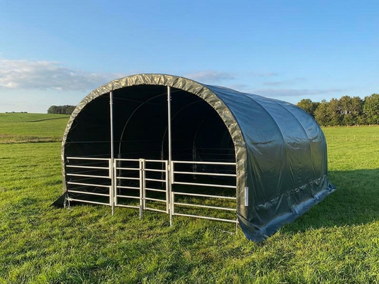 Green PVC livestock shelter, 4x6x2.4m, with galvanised steel frame - product detail
